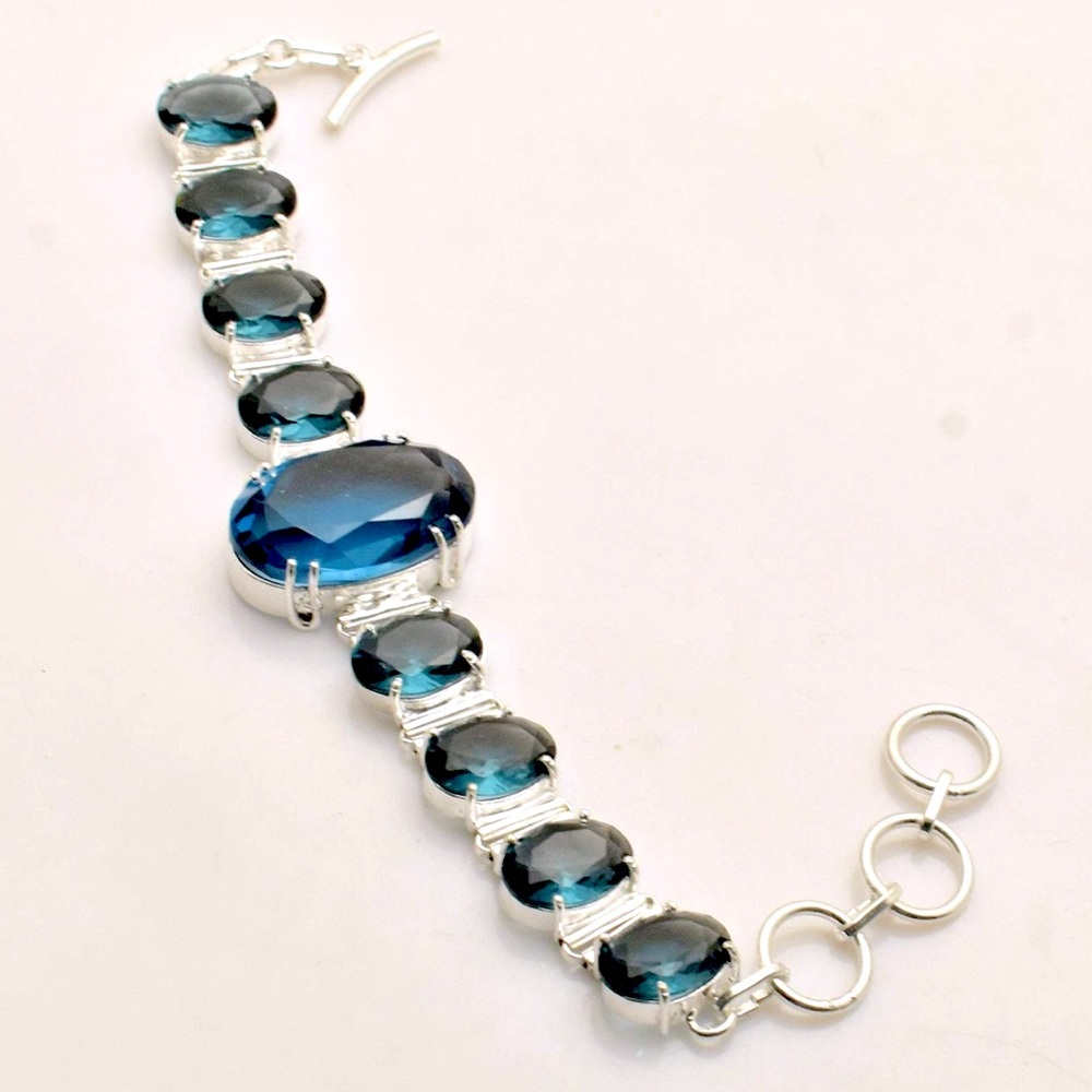 London Blue Quartz Gemstone Big Bracelet